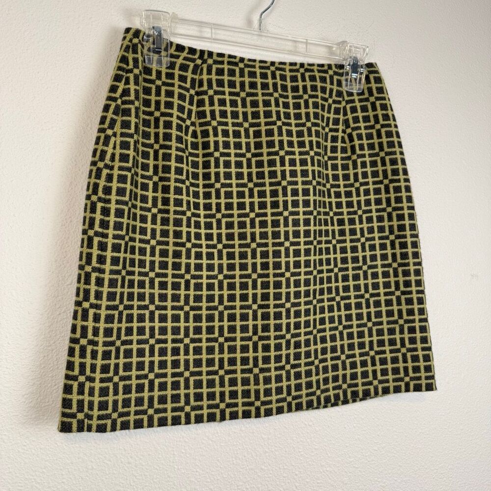 Oscar de la Renta Geometric Gray & Green Mini Skirt Size 4‎